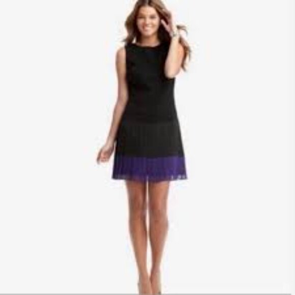 💜 LOFT Black & Purple Sleeveless Dress | Size 12 | Excellent Condition - Picture 1 of 6
